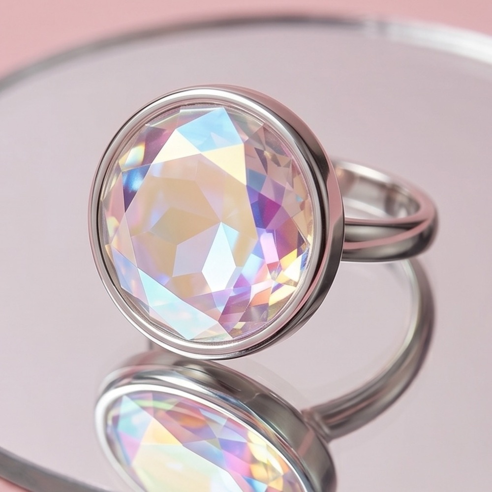 Touchstone Crystal Aurore Boreale ring size 7 Swarovski iridescent bling BNIB - Picture 6 of 9
